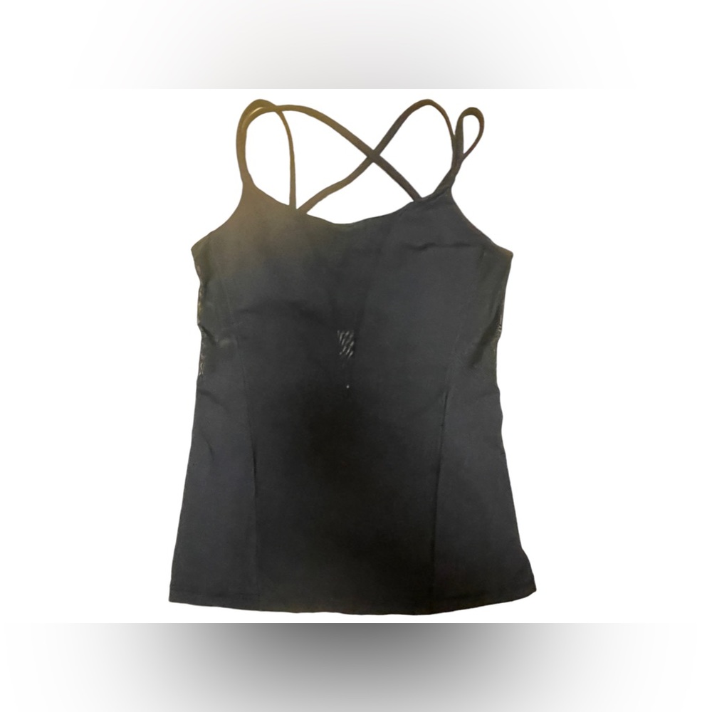 Lululemon Built in Bra Mesh Detail Black Top - Picture 3 of 6